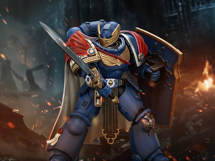 Warhammer 40,000 Space Marine 2 Ultramarines Victrix Honour Guard With Storm Shield And Power Sword 1/18 Scale Action Figure