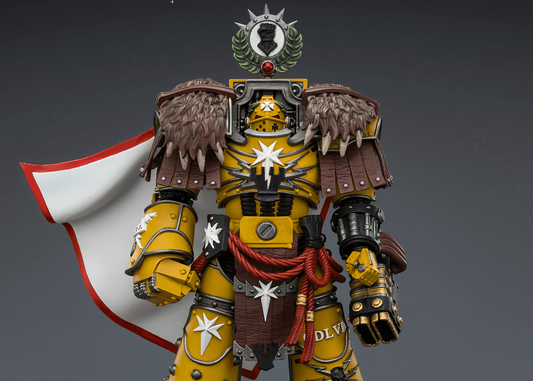 Warhammer The Horus Heresy Imperial Fists Lord Castellan Evander Garrius, The Tyrant of Cthonia with the Subjugator and Incineratus 1/18 Scale Action Figure