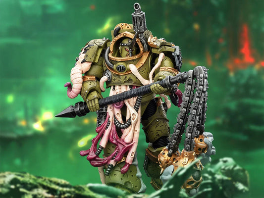 Warhammer 40,000 Death Guard Blightlord Terminator (Ver. 2) with Flail of Corruption 1/18 Scale Action Figure