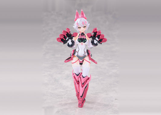 Daiblos Core Lynx Pink 1/12 model kit, front view with cat paw hands
