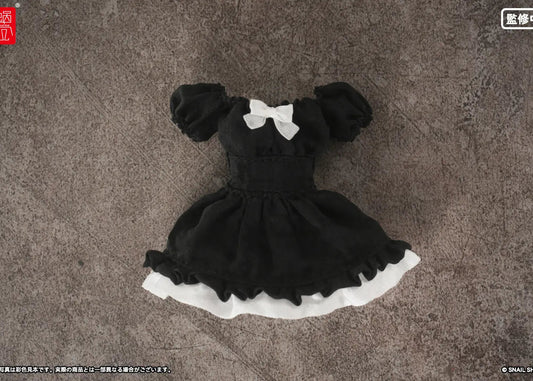 Snail Shell - 30 - Black Silk Bubble-sleeve Dress (True Silk)