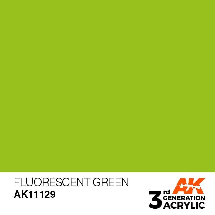 AK Interactive Fluorescent Green 3G Acrylic Paint 17ml Bottle