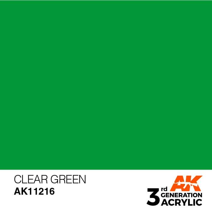 AK Interactive Clear Green 3G Acrylic Paint 17ml Bottle