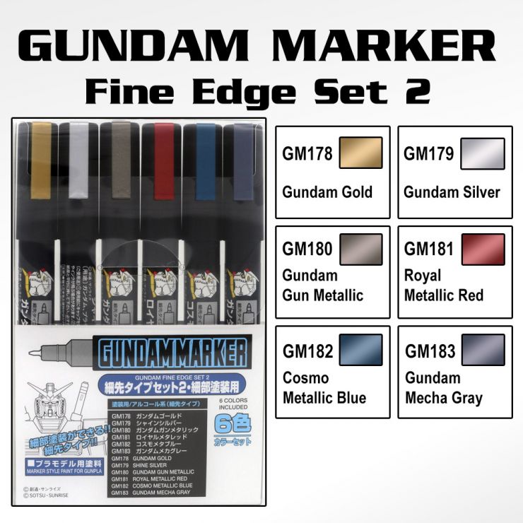GMS126 Gundam Marker Fine Edge Set 2 (Set of 6) – USA Gundam Store