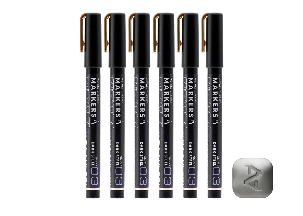 Metallic Series Markers Dark Steel (Set of 6)