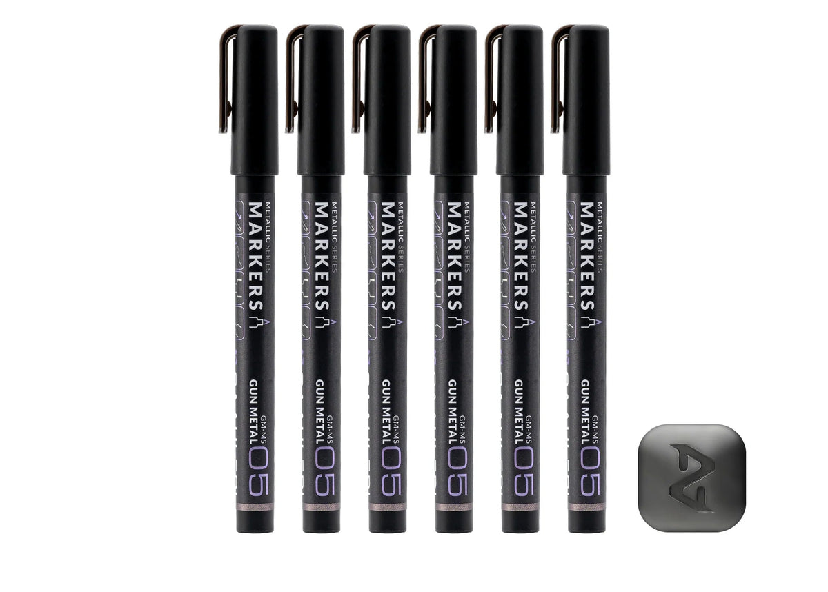 Metallic Series Markers Gun Metal (Set of 6)