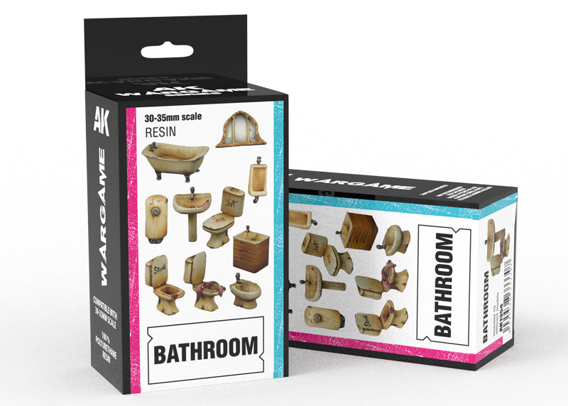 AK Interactive Bathroom Wargame Set 100% Polyurethane Resin Compatible With 30-35MM Scale