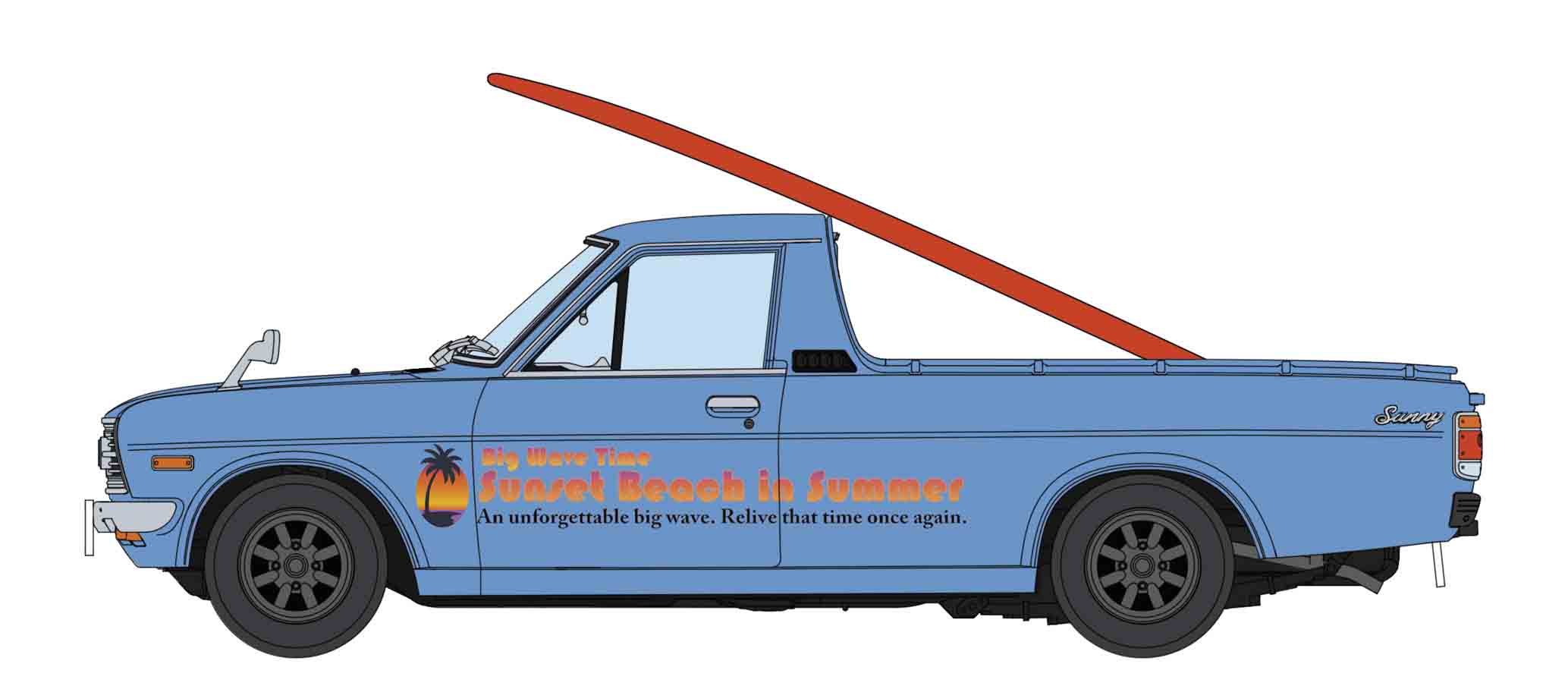 Hasegawa 1/24 Datsun Sunny Truck (GB120) “Early Version” w/Surfboard