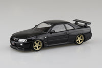 Aoshima 1/32 SNAP KIT #11-SP2 Nissan R34 Skyline GT-R Custom Wheel (Black Pearl)