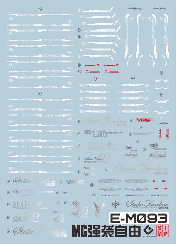 F05 MG Strike Freedom Metallic Water Slide Decal