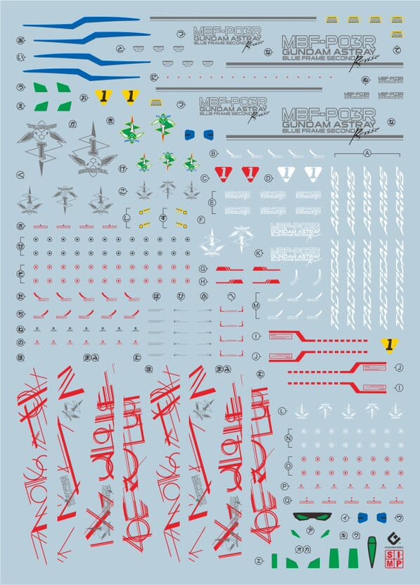 F13 MG Astray Blue Frame Decal Sheet