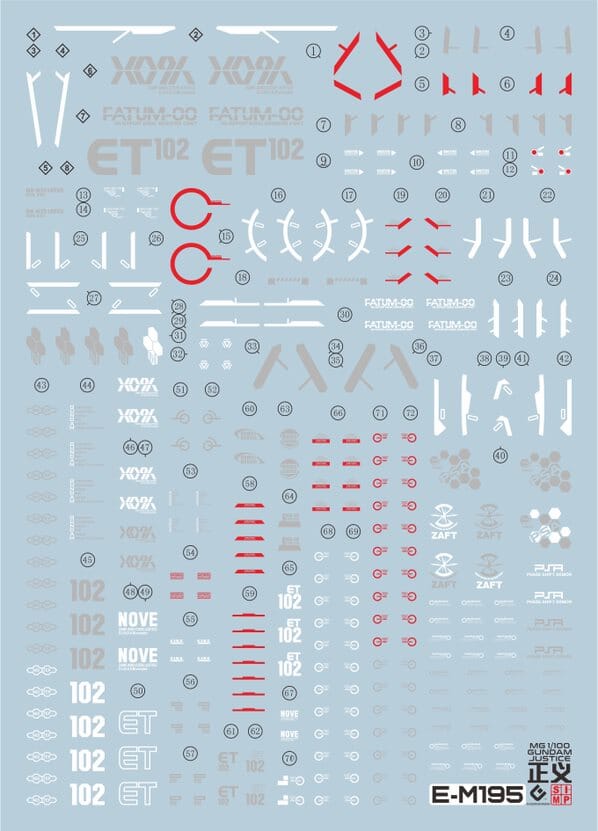 F15 MG Justice Gundam Decal Sheet