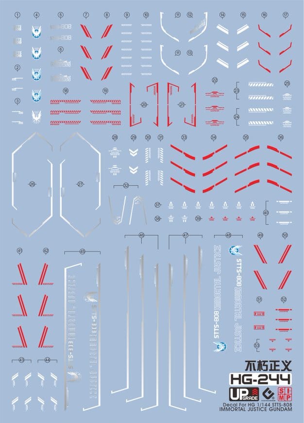 C95 HGCE Immortal Justice Gundam Water Slide Decal