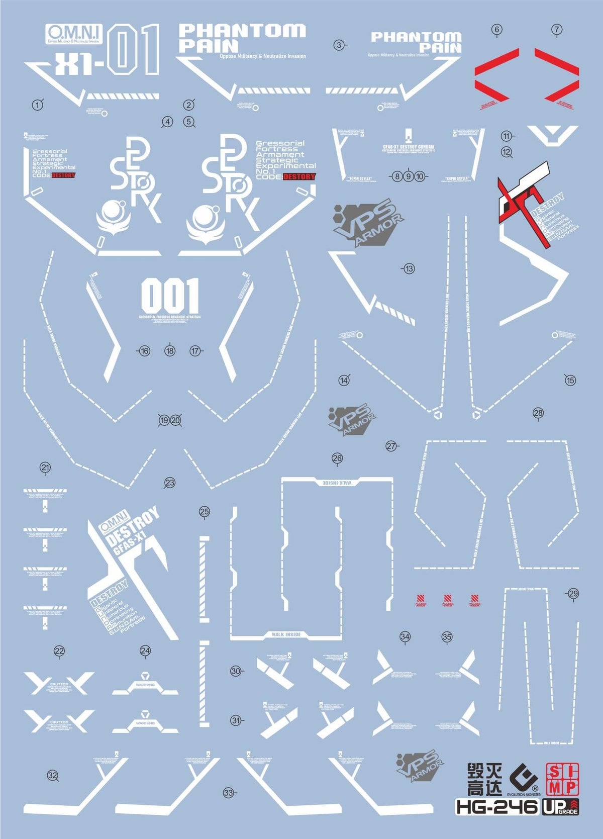 C97 HGCE Destroy Gundam Water Slide Decal