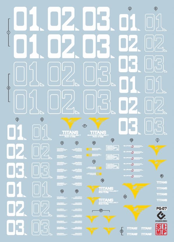 D31 PG RX-178 Gundam MK-II (Titans) Decal Sheet