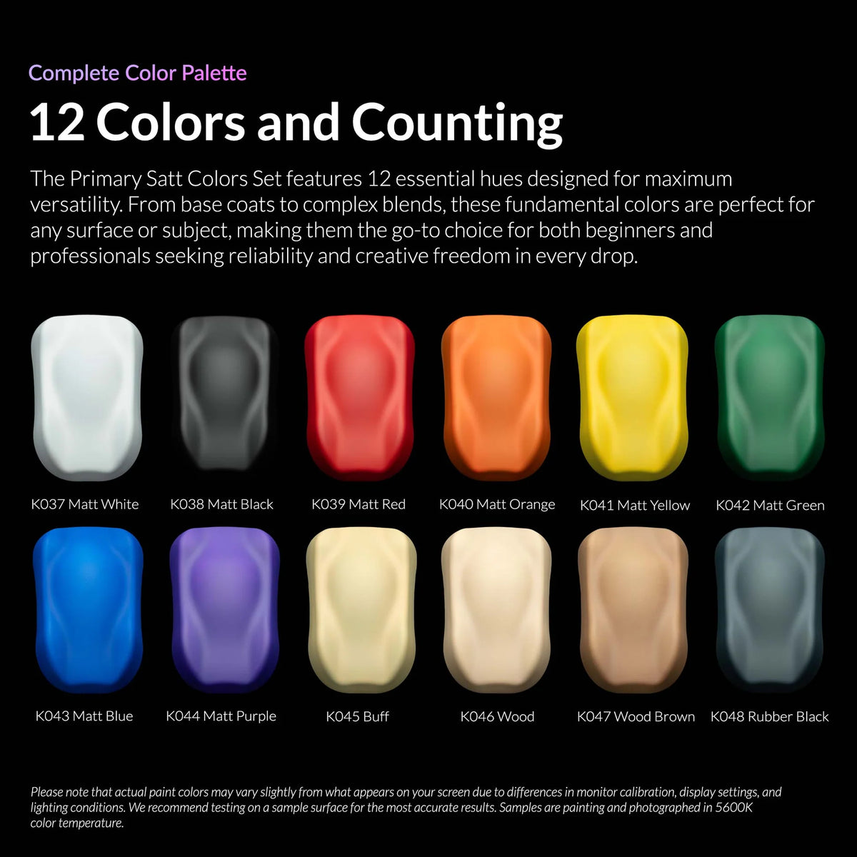 12 Primary Matt Colors Set