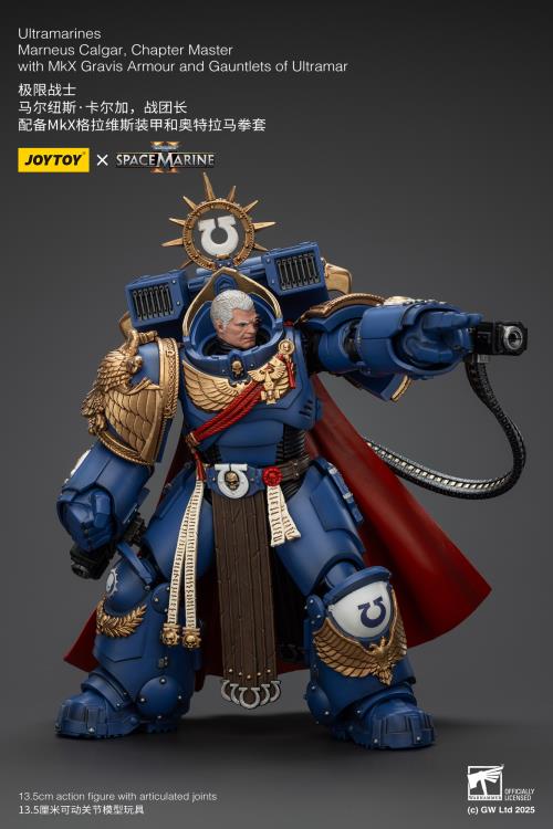 Warhammer 40,000 Space Marine 2 Ultramarines Marneus Calgar Chapter Master with MKX Gravis Armour and Gauntlets of Ultramar 1/18 Scale Action Figure