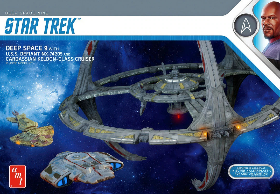 Star Trek Deep Space Nine Deep Space 9 with U.S.S. Defiant NX-74205 and Cardassian Keldon-Class Cruiser Model Kit