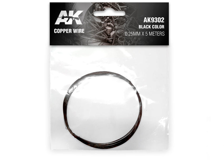 AK Interactive Copper Wire 0.25mm X 5 Meters Black Color