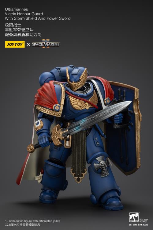 Warhammer 40,000 Space Marine 2 Ultramarines Victrix Honour Guard With Storm Shield And Power Sword 1/18 Scale Action Figure