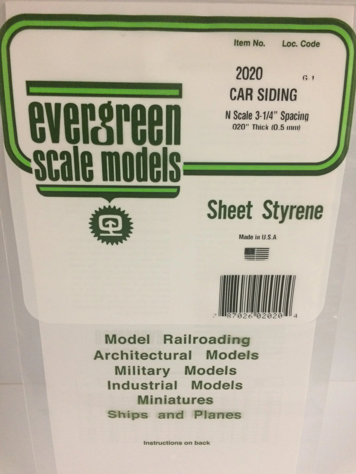 .020 x .020 Freight Car Siding