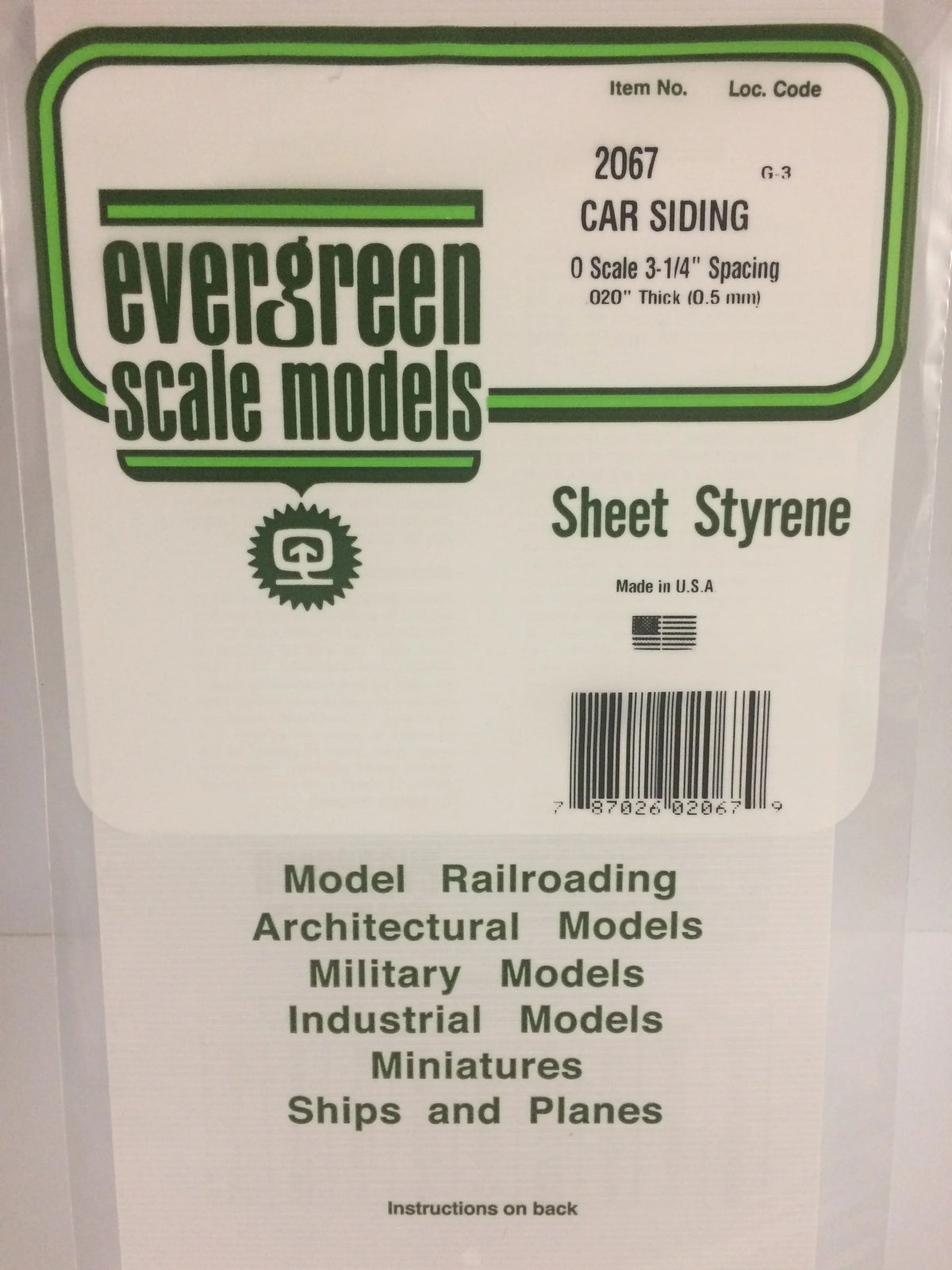 .020 x .067 Freight Car Siding