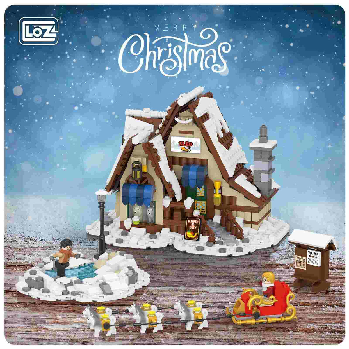 LOZ Winter Village 2196 Santa Claus Sled Shop