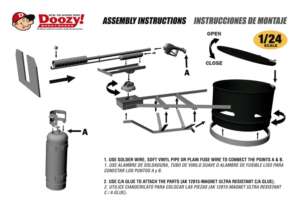 Doozy 1/24 Universal Steel Drum Hatch With Flamethrower Mount