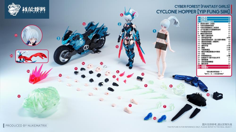 Cyber Forest Fantasy Girls Cyclone Hopper Yip Fung Sim 1/12 Scale Model Kit (With Bonus)