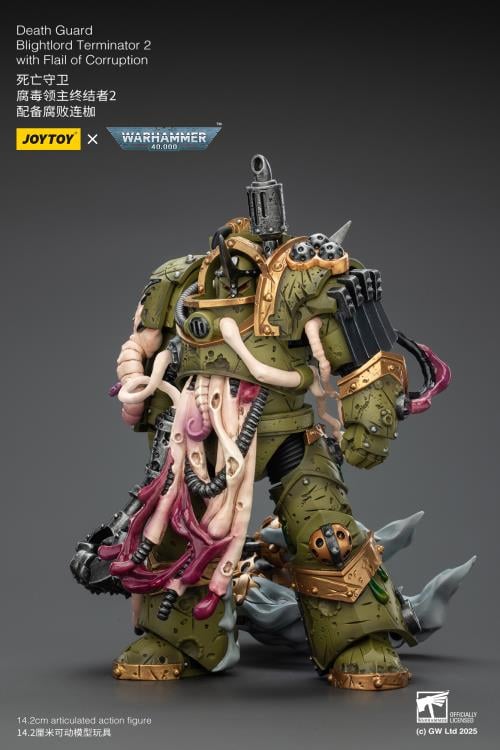 Warhammer 40,000 Death Guard Blightlord Terminator (Ver. 2) with Flail of Corruption 1/18 Scale Action Figure
