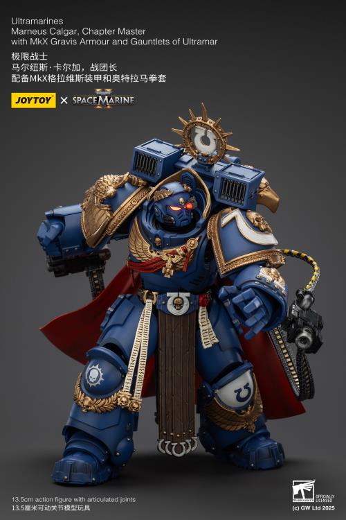 Warhammer 40,000 Space Marine 2 Ultramarines Marneus Calgar Chapter Master with MKX Gravis Armour and Gauntlets of Ultramar 1/18 Scale Action Figure