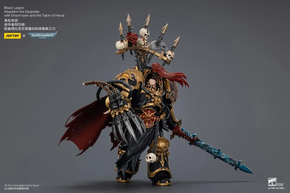 Warhammer 40,000 Black Legion Abaddon the Despoiler with Drach'nyen and the Talon of Horus 1/18 Scale Action Figure