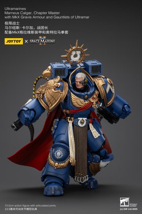 Warhammer 40,000 Space Marine 2 Ultramarines Marneus Calgar Chapter Master with MKX Gravis Armour and Gauntlets of Ultramar 1/18 Scale Action Figure