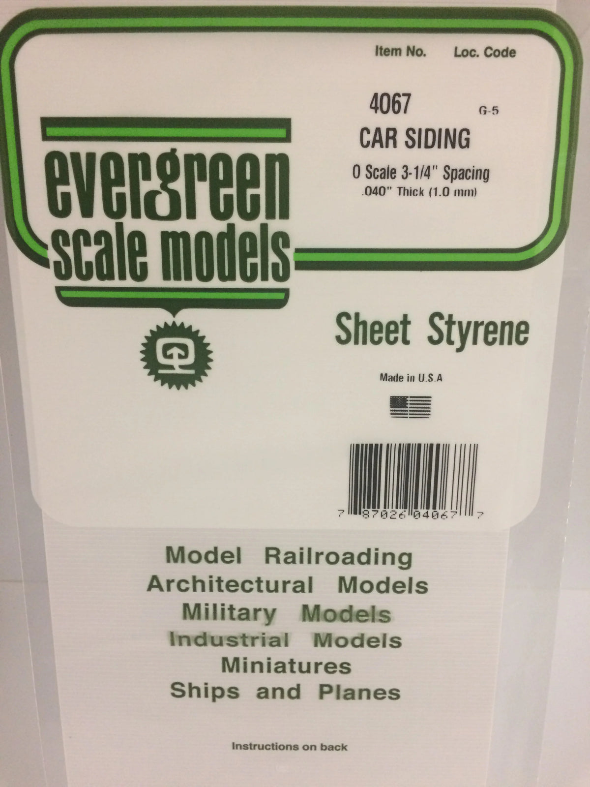 .040 x .067 Freight Car Siding