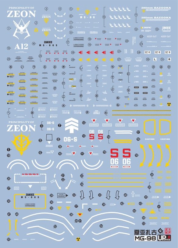 E37 MG 2.0 Char's Zaku II Water Slide Decal