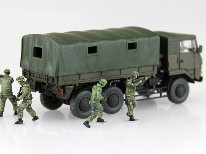 Aoshima 1/72 JGSDF 3 1/2t Truck With Additional Armor (W/6 Figures)
