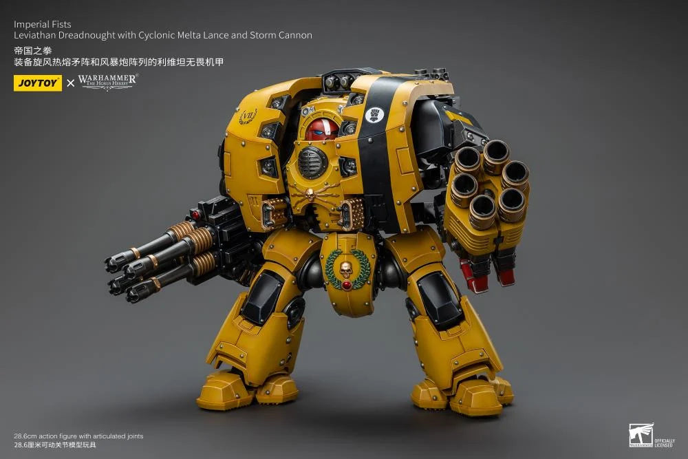 Warhammer 40K Imperial Fists Leviathan Dreadnought with Cyclonic Melta Lance and Storm Cannon 1/18 Scale Action Figure
