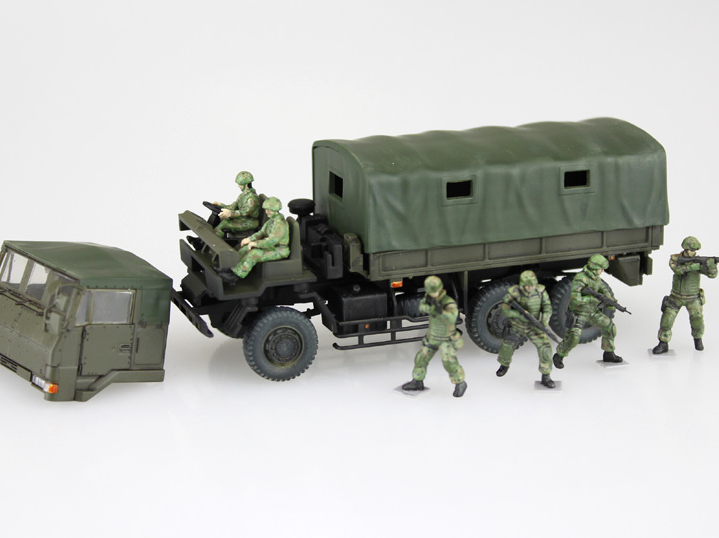 Aoshima 1/72 JGSDF 3 1/2t Truck With Additional Armor (W/6 Figures)