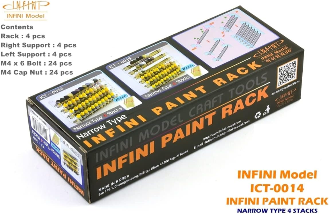 Paint Rack Narrow 4 stacks(Tamiya, Vallejo, Mig, AK)