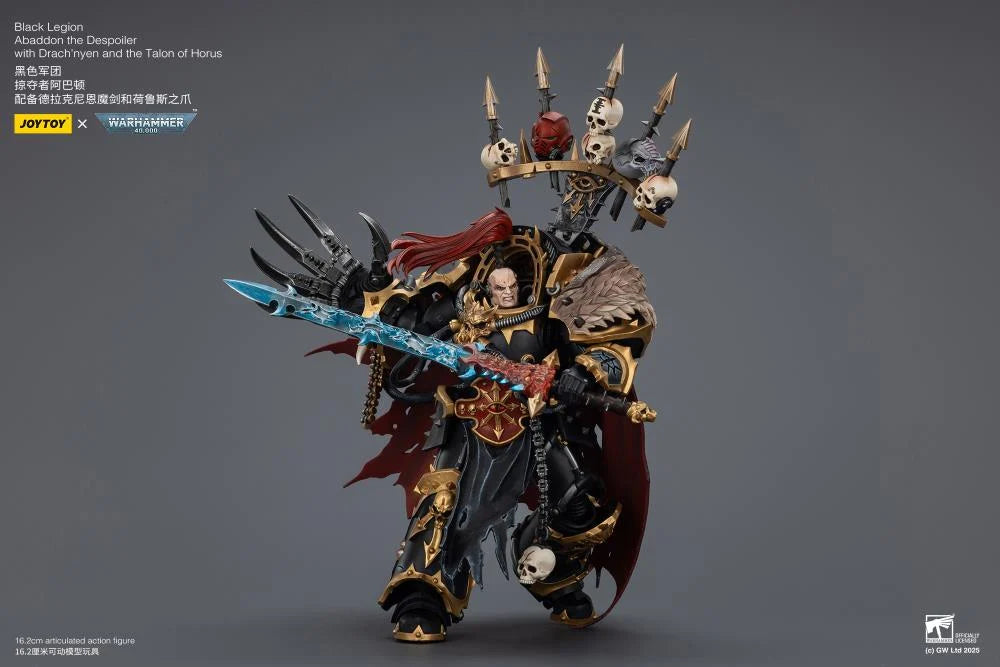 Warhammer 40,000 Black Legion Abaddon the Despoiler with Drach'nyen and the Talon of Horus 1/18 Scale Action Figure