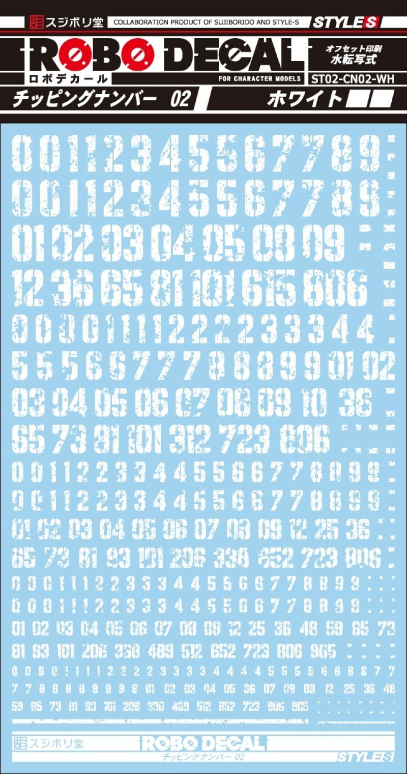 Sujiborido ROBO Decal Chipping Number 02 White