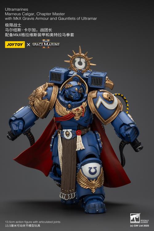 Warhammer 40,000 Space Marine 2 Ultramarines Marneus Calgar Chapter Master with MKX Gravis Armour and Gauntlets of Ultramar 1/18 Scale Action Figure