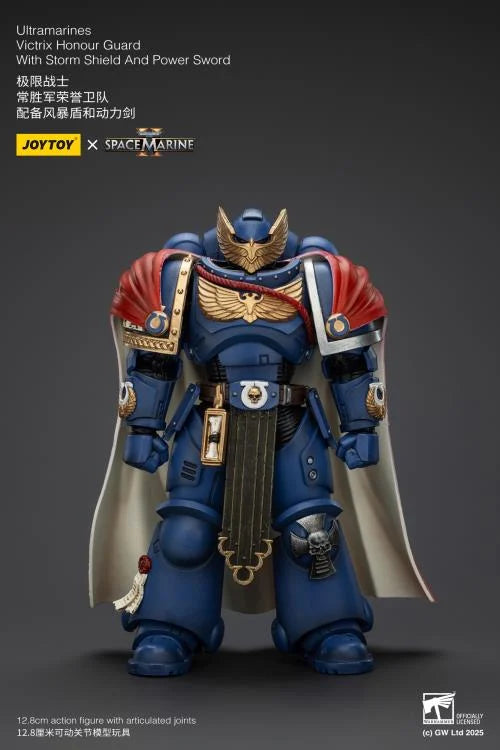 Warhammer 40,000 Space Marine 2 Ultramarines Victrix Honour Guard With Storm Shield And Power Sword 1/18 Scale Action Figure
