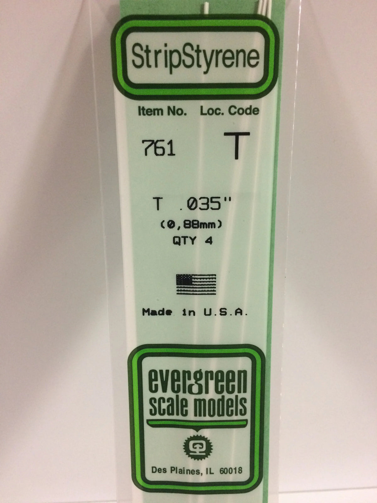 .035 T Shape Strip Styrene 4pk