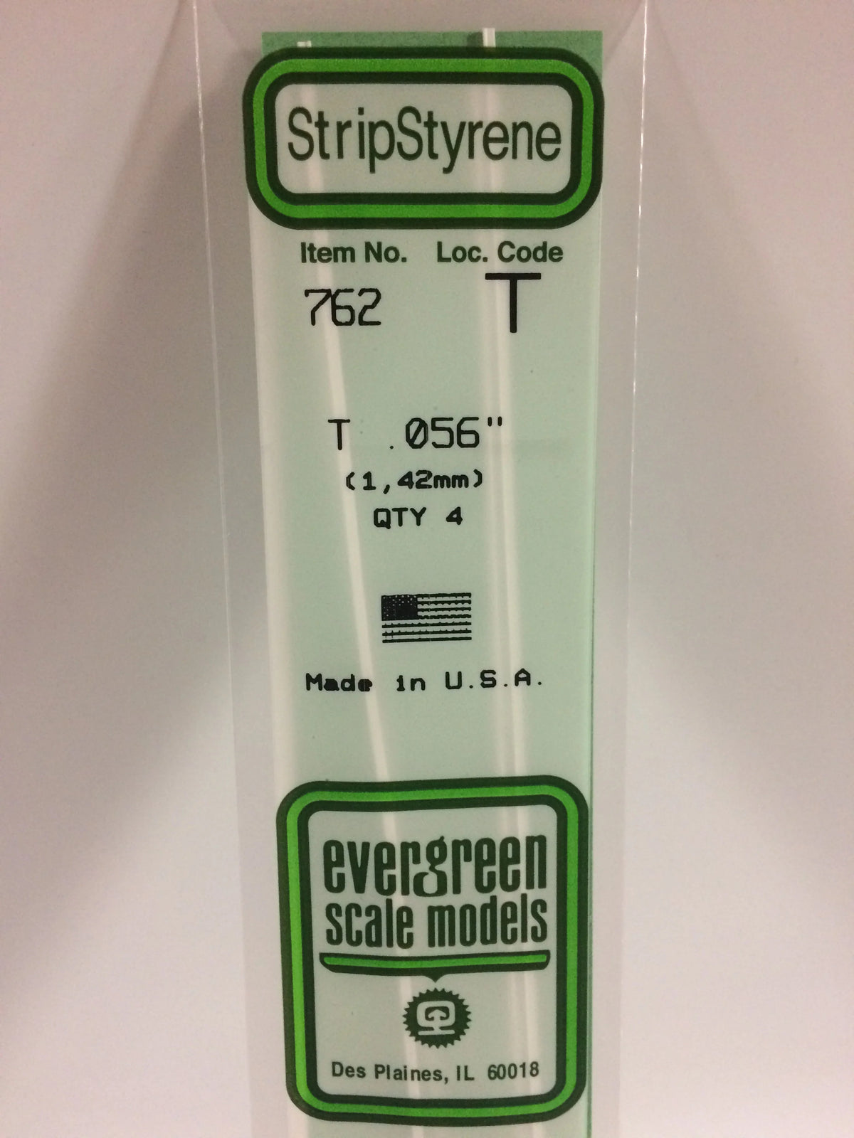.056 T Shape Strip Styrene 4pk