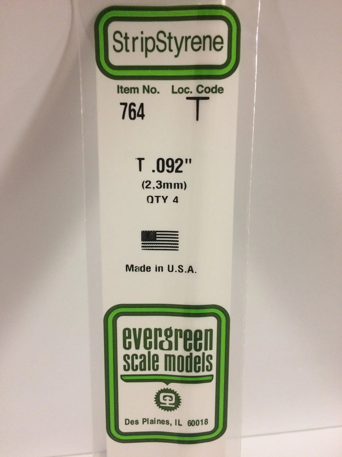 .092 T Shape Strip Styrene 4pk