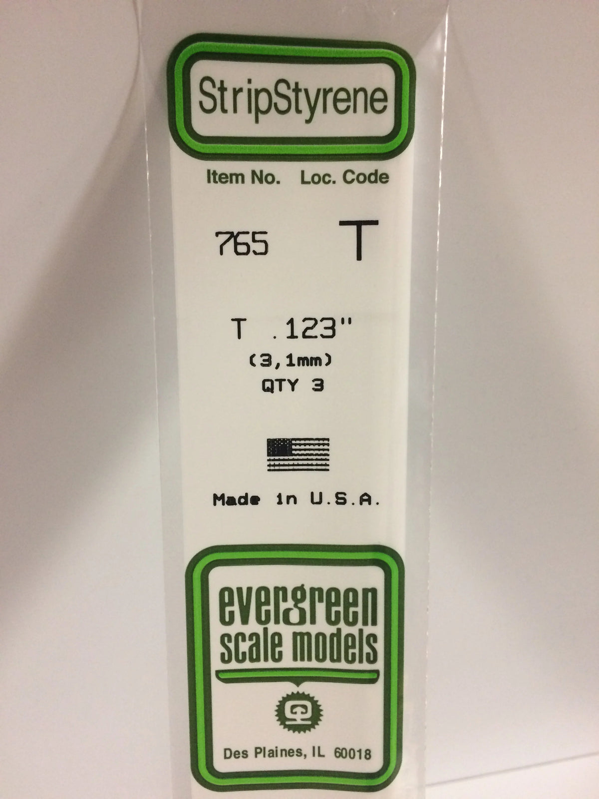 .123 T Shape Strip Styrene 4pk