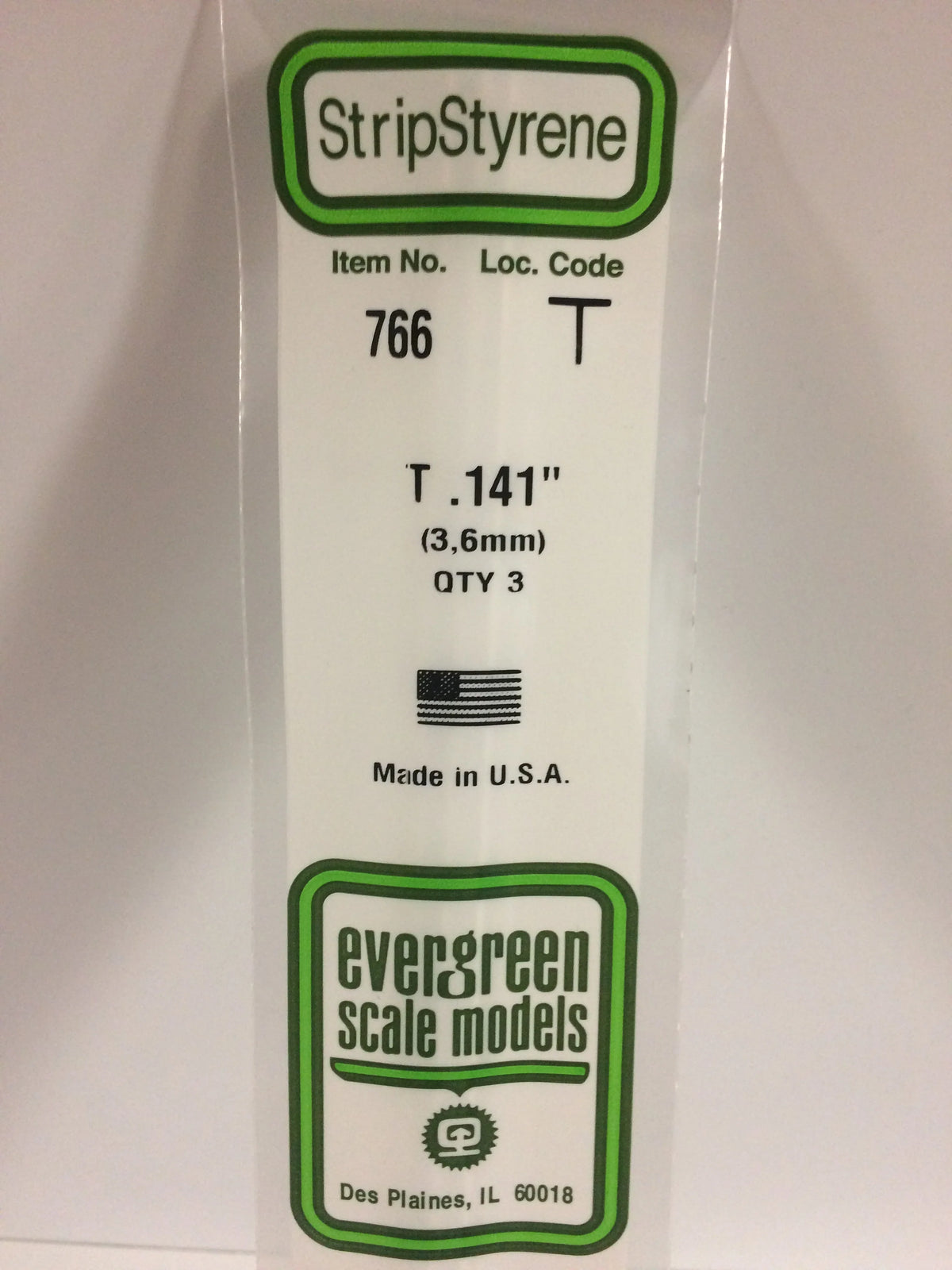 .141 T Shape Strip Styrene 4pk