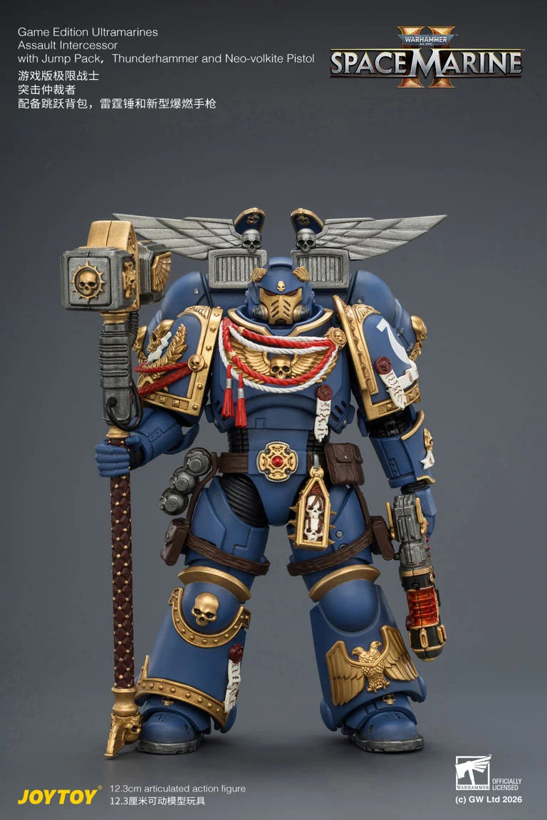 Warhammer 40K Space Marine 2 Ultramarines Assault Intercessor (Game Edition) 1/18 Scale Action Figure