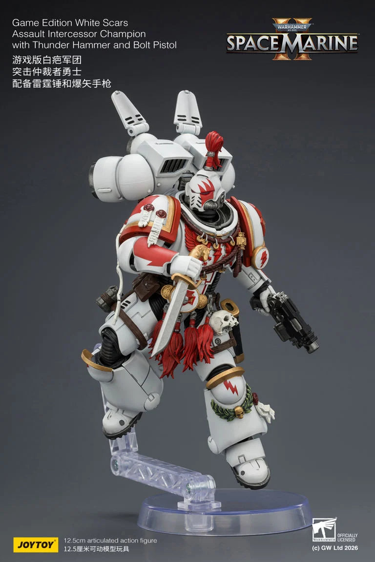 Warhammer 40K Space Marine 2 White Scars Assault Intercessor Champion (Game Edition) 1/18 Scale Action Figure
